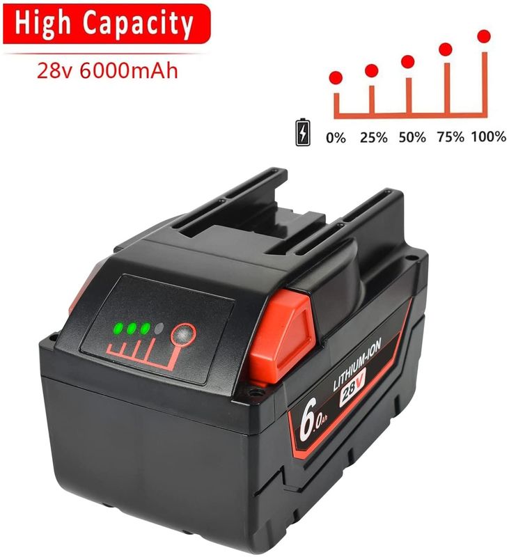 28V 6000mAh Slide Pack Battery Compatibile con Milwaukee Strumenti elettrici senza fili Compatibile sostituzione Milwaukee