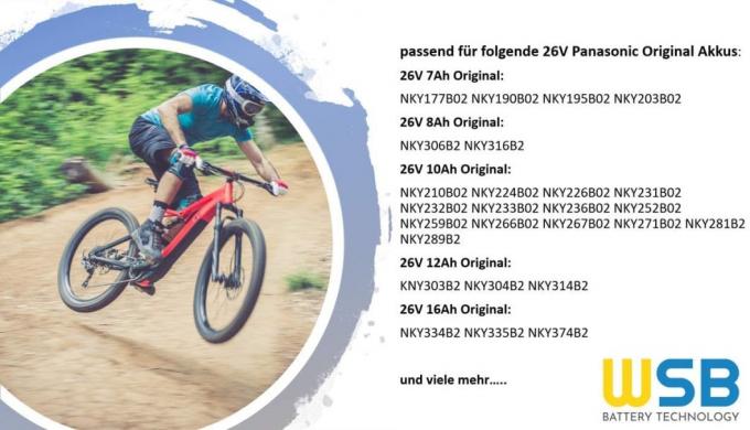 Batteria al litio per biciclette per caricabatterie Panasonic 26V 20,8ah 0