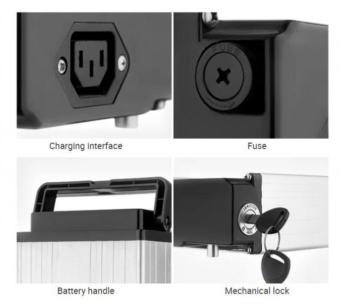 Batteria di ricambio per ebike lungo ciclo 48V 250W 500W Silver Rear Rack ricaricabile Batteria per ebike Fiets Accufahrrad Akku Fur Elektrofahrrader Batteria al litio 1